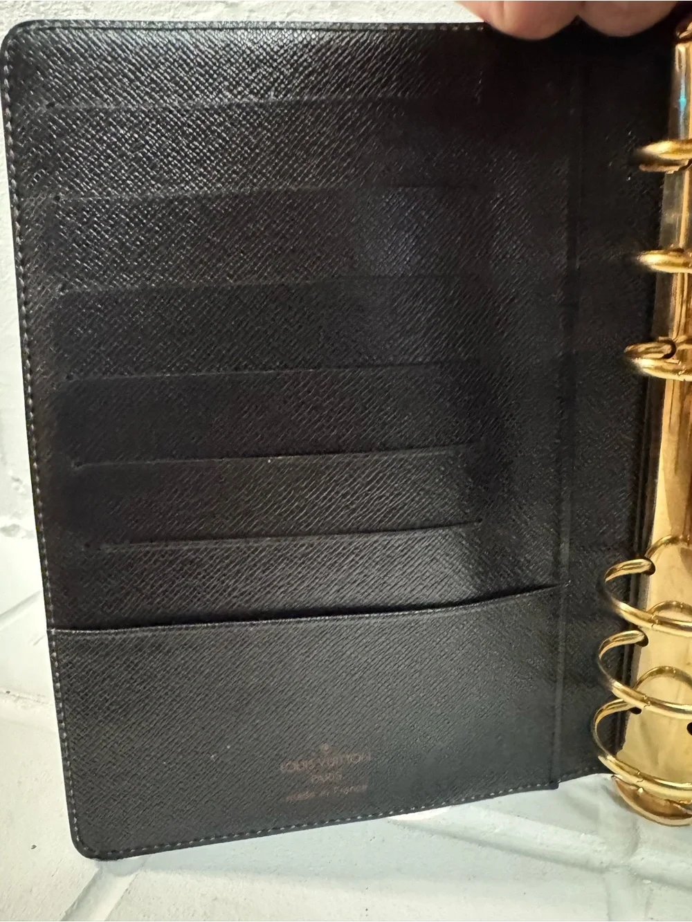 Louis Vuitton Black Epi Leather MM Agenda
